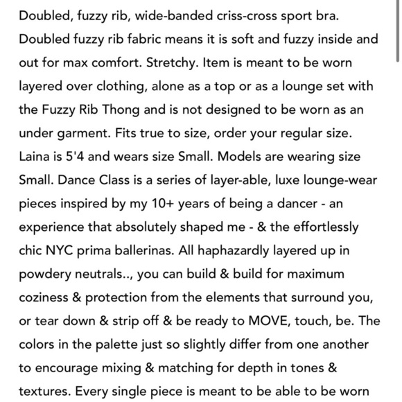 NWT Laina Rauma szL Fuzzy Knit Rib Ballerina Sport Bra Black LainaRauma Dance - Picture 5 of 9